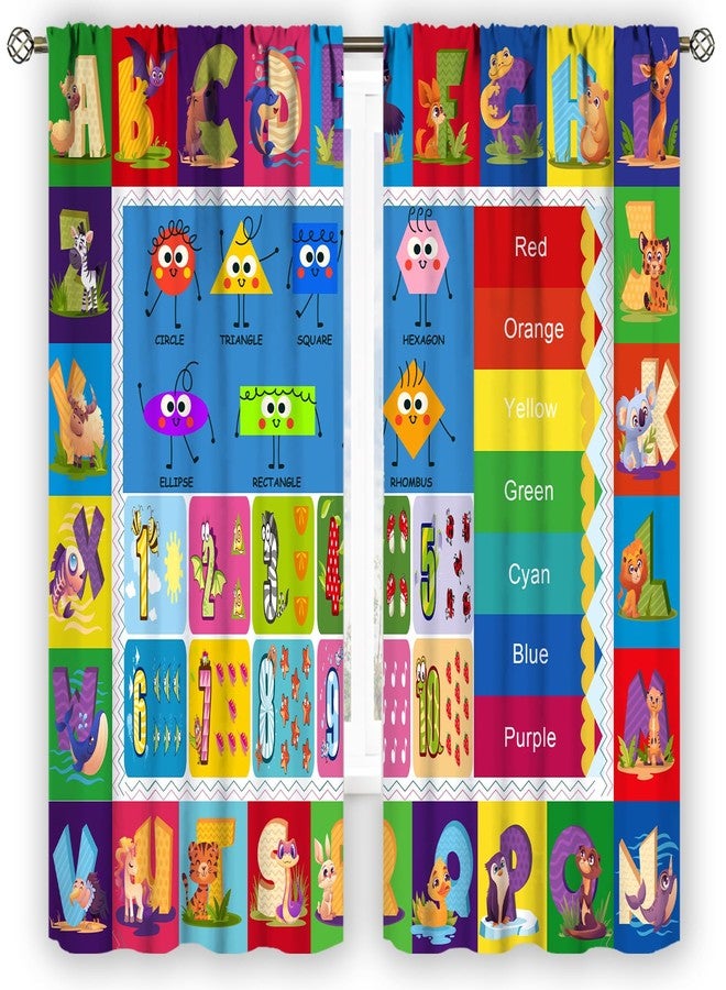 YCness Alphabet ABC Kids Curtains Rod Pocket Colorful Cartoon Animal Learning Window Treatments for Daycare Classroom Educational Nursery Playroom Bedroom Living Room Window Drapes, 42x45 Inch - Image 1